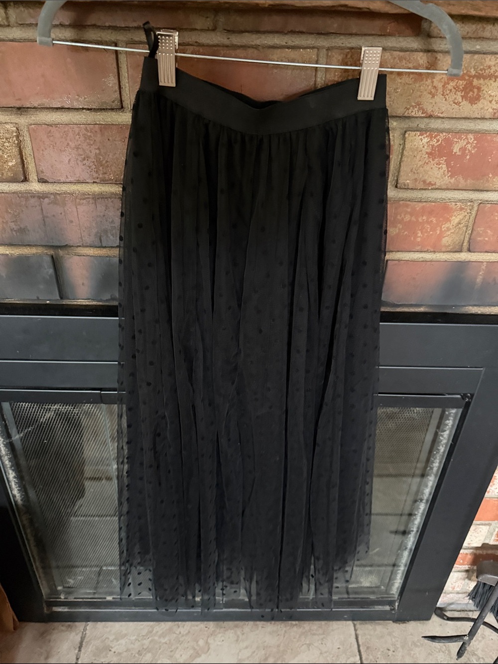 Sheer Black Polka-Dot Maxi Skirt